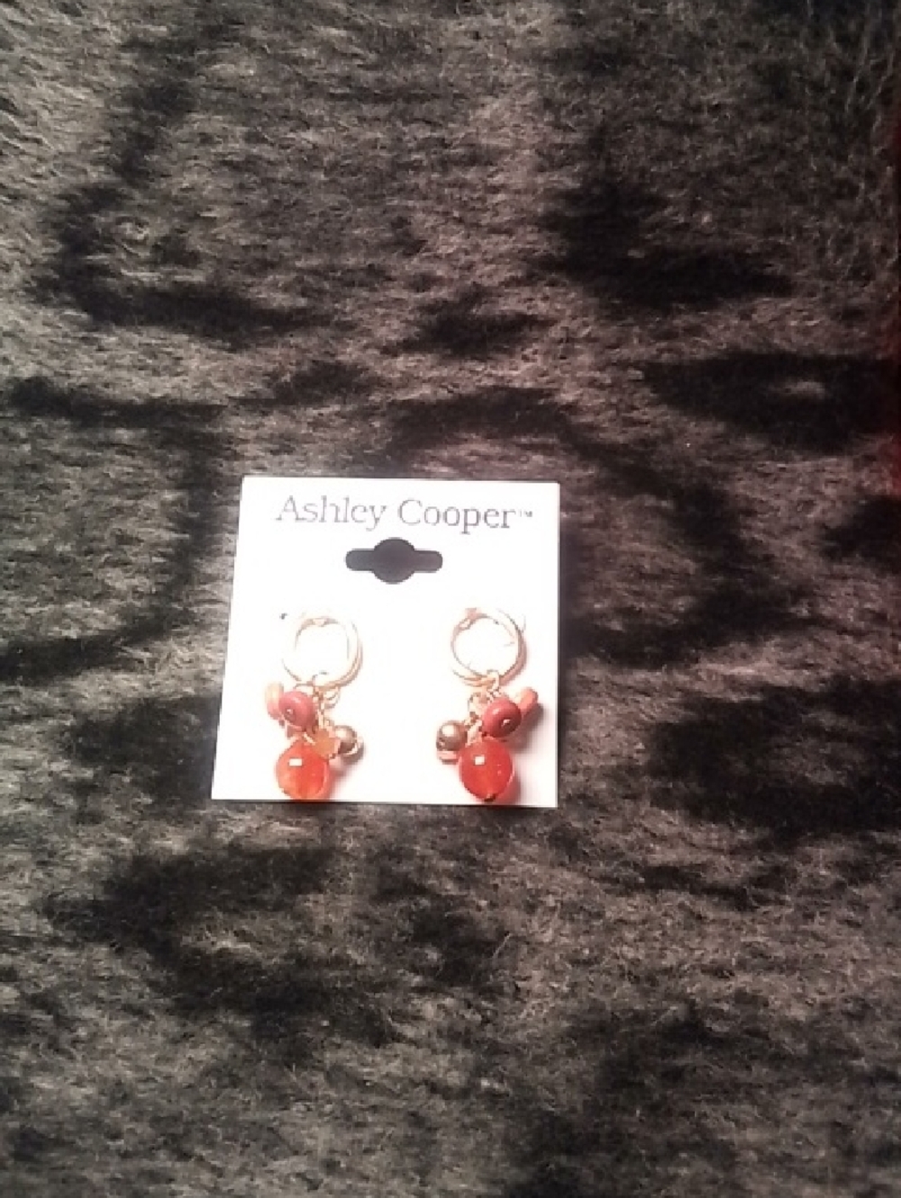 Ashley Cooper Gold Hoop Earrings with Coral Beads